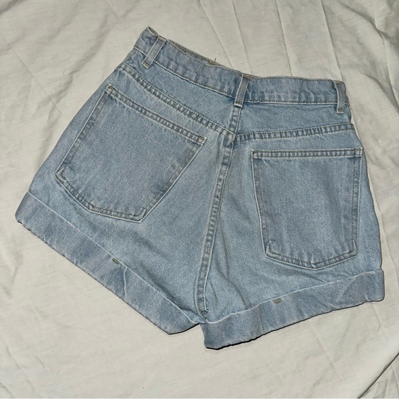 American Apparel Light Blue High Waist Light Wash Denim Shorts - Picture 13 of 15